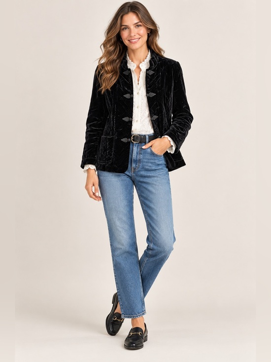 Coldwater Creek Jackets & Blazers - Coldwater Creek Black Velvet Asian-Inspired Jacket Size Medium